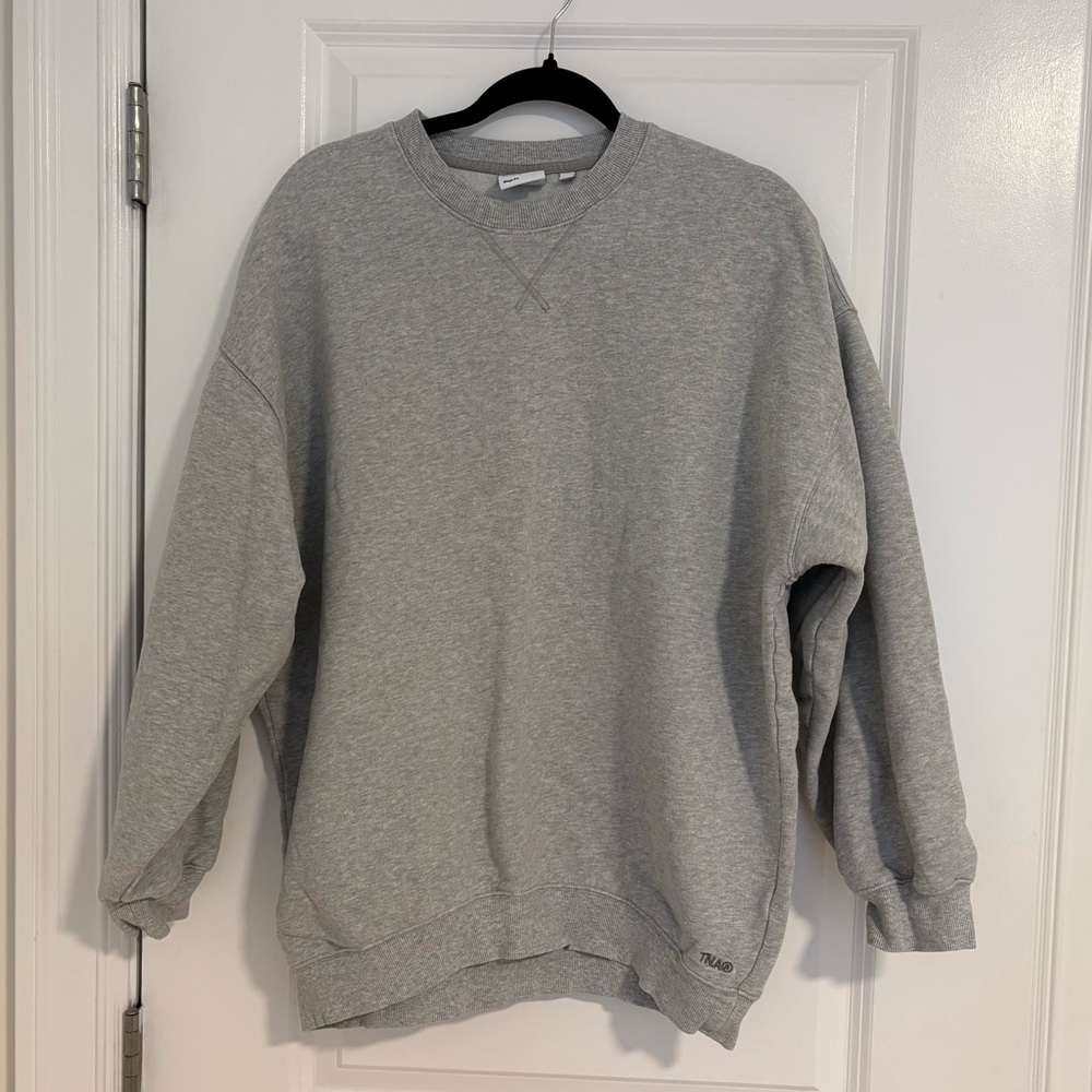 Aritzia TNA Cozy Fleece Mega Crew Sweatshirt Gray